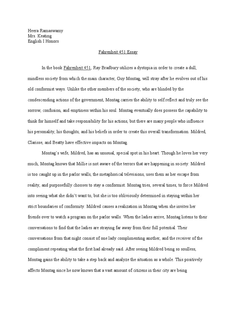 Реферат: Fahrenheit 451 Essay Research Paper FAHRENHEIT 451By